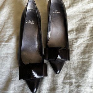 Stuart Weitzman Black Knot Kitten Heels